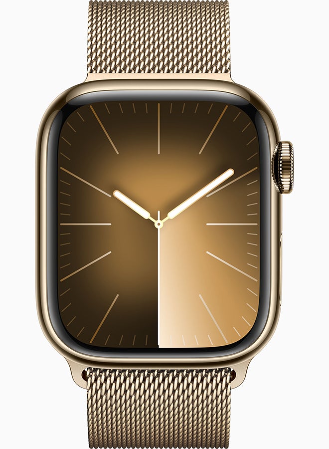 Apple Watch Series 9 GPS + Cellular 41mm Gold Stainless Steel Case With Gold Milanese Loop - Image 2