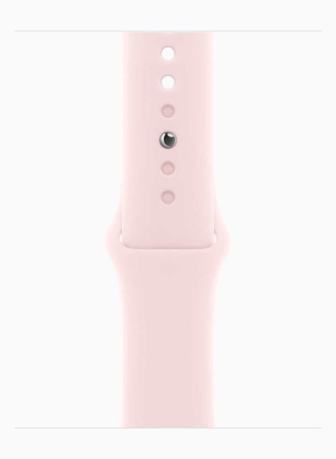 Apple - Watch Series 9 GPS + Cellular 45mm Pink Aluminium Case With Light Pink Sport Band - Image 1