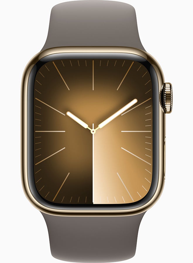 Apple Watch Series 9 GPS + Cellular 41mm Gold Stainless Steel Case With Clay Sport Band - Image 2
