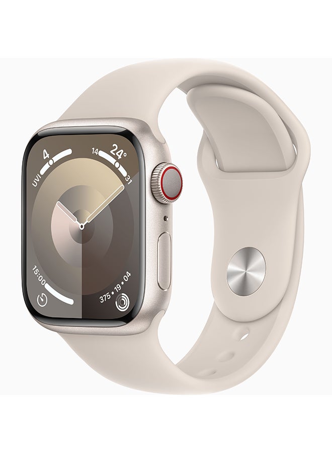 Apple - Watch Series 9 GPS + Cellular 41mm Starlight Aluminium Case With Starlight Sport Band - Image 1