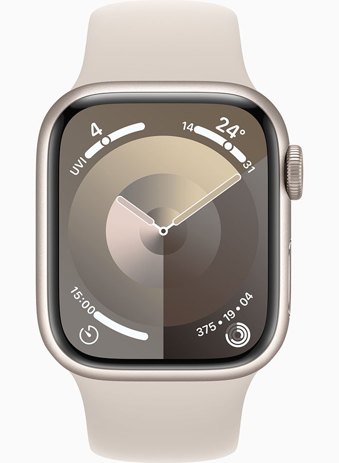 Apple - Watch Series 9 GPS + Cellular 41mm Starlight Aluminium Case With Starlight Sport Band - Image 1