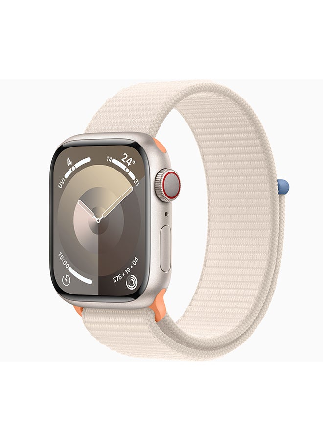 Apple - Watch Series 9 GPS + Cellular 45mm Starlight Aluminium Case With Starlight Sport Loop - Image 1