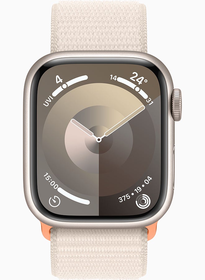 Apple - Watch Series 9 GPS + Cellular 45mm Starlight Aluminium Case With Starlight Sport Loop - Image 1