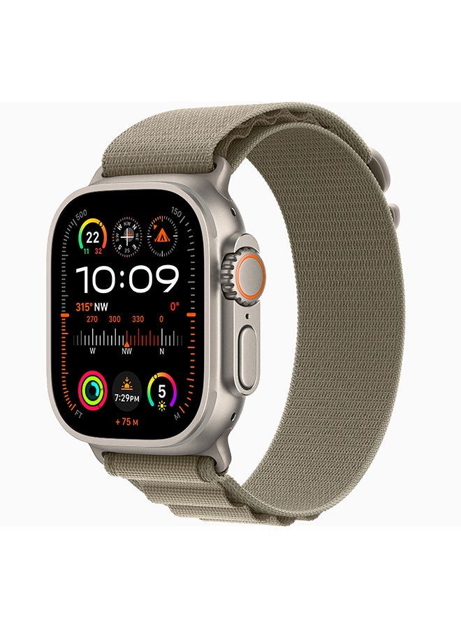 Watch Ultra 2 GPS + Cellular, 49mm Titanium Case With Medium (Band fits 145–190mm wrists.) Olive Alpine Loop