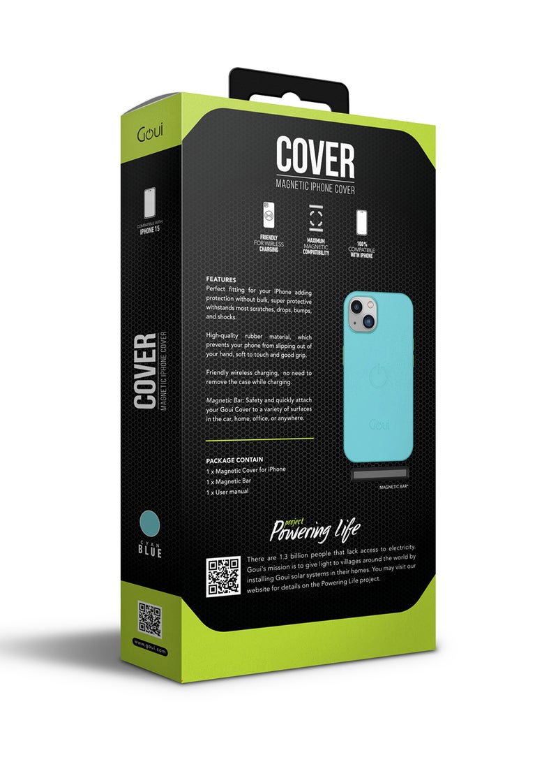 Goui iPhone 15 Case | Full-Coverage | MagSafe | Wireless Friendly | Colorful | Soft Touch | Magnetic Design for Mount Cyan Blue - Image 3