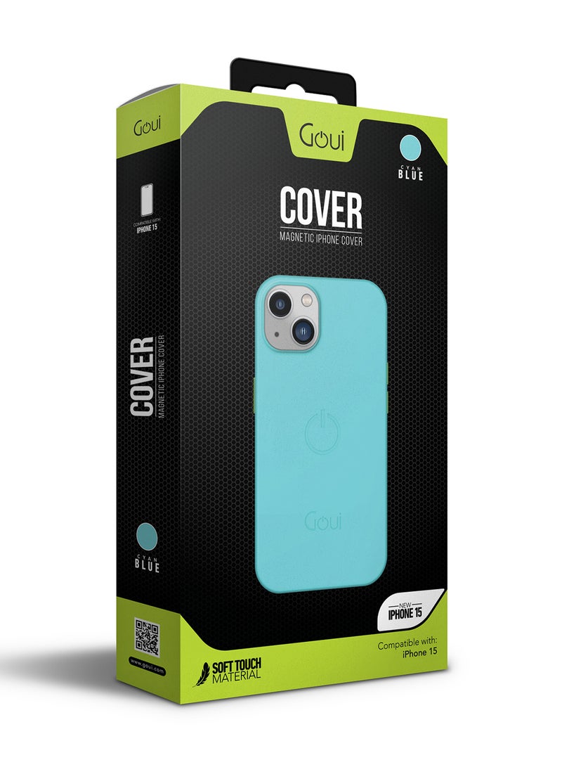 Goui iPhone 15 Case | Full-Coverage | MagSafe | Wireless Friendly | Colorful | Soft Touch | Magnetic Design for Mount Cyan Blue - Image 2