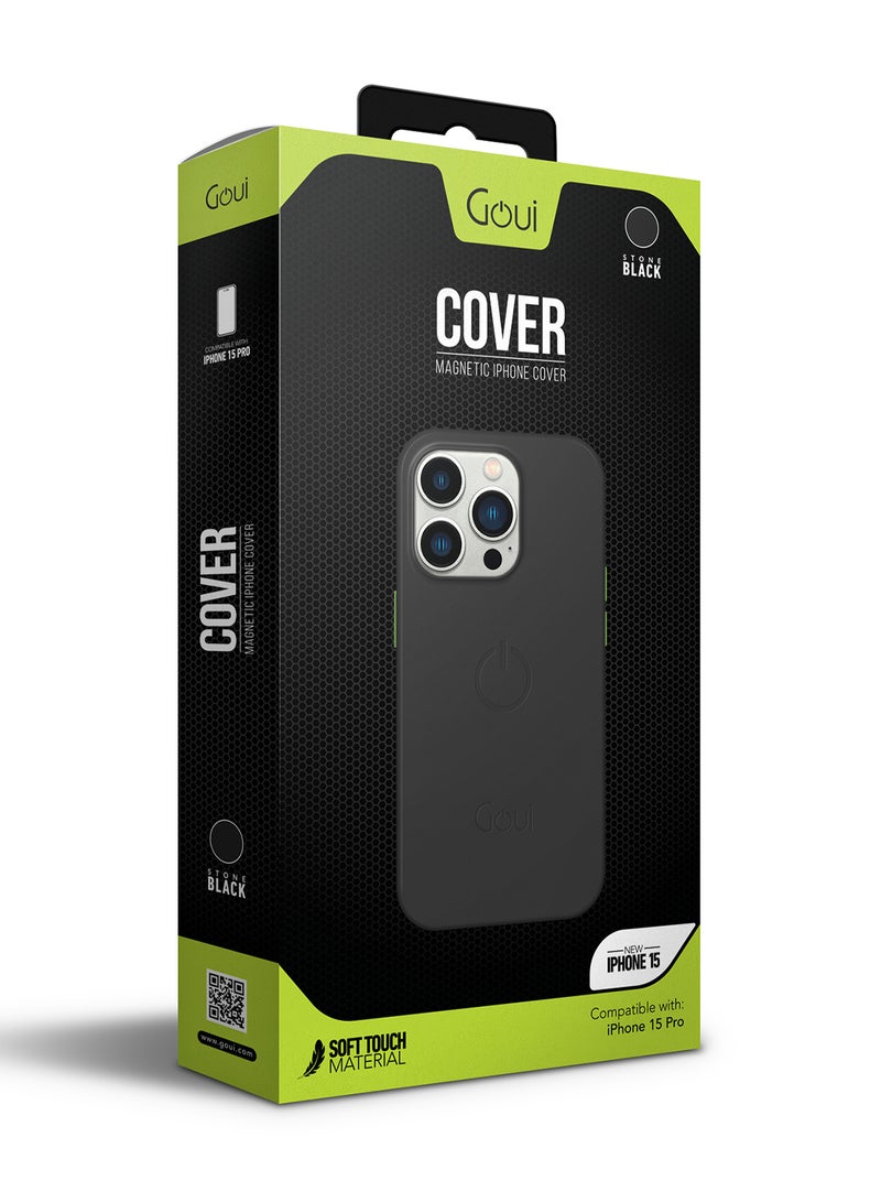 Goui iPhone 15 Pro Case | Full-Coverage | MagSafe | Wireless Friendly | Colorful | Soft Touch | Magnetic Design for Mount Black Stone - Image 2