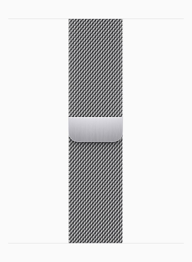 Apple - Watch Series 9 GPS + Cellular 45mm Silver Stainless Steel Case With Silver Milanese Loop - Image 1