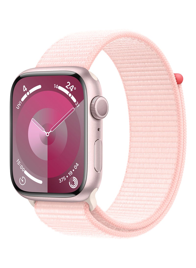 Apple - Watch Series 9 GPS 45mm Pink Aluminium Case With Light Pink Sport Loop - Image 1