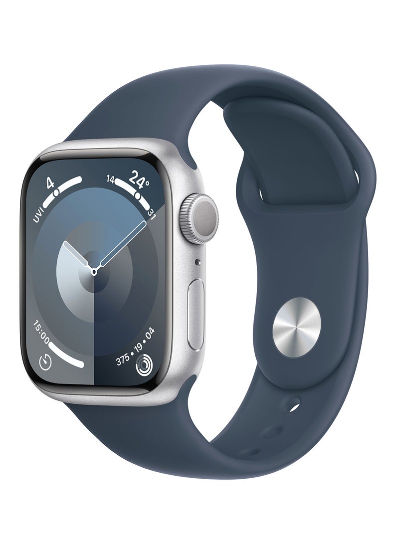 Watch Series 9 GPS 41mm Silver Aluminium Case With Storm Blue Sport Band - pnsku/N53437796A/45/_/1715699356/1f592644-d2f3-4204-b51d-623eee3a705a