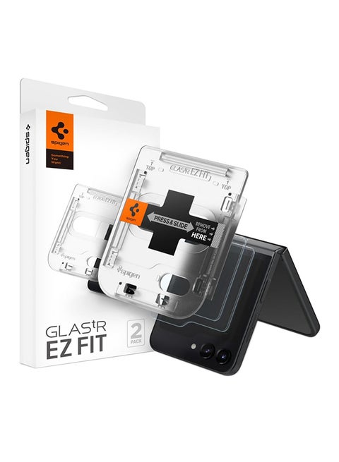 واقي شاشة من الزجاج المقوى مكون من قطعتين مصمم لهاتف Galaxy Z Flip 5