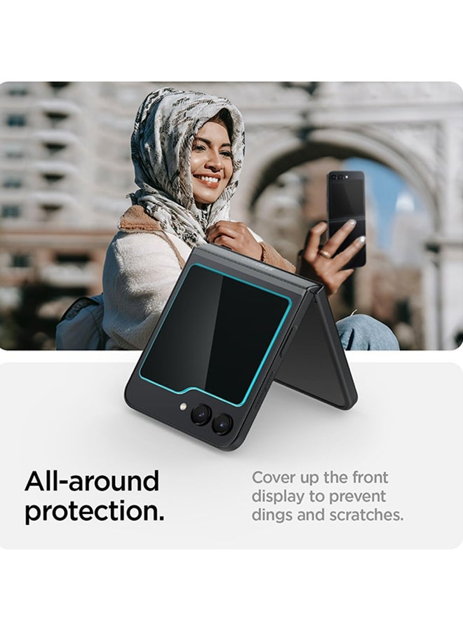 سبايجن - واقي شاشة من الزجاج المقوى مكون من قطعتين مصمم لهاتف Galaxy Z Flip 5 - Image 1