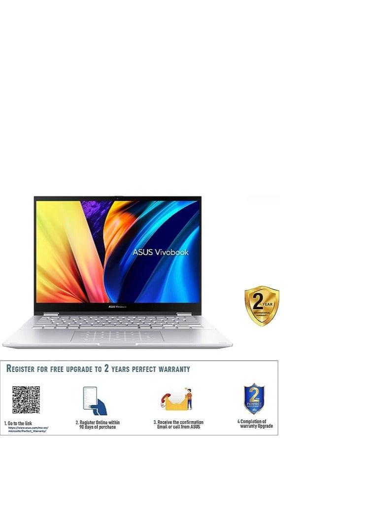 asus TP3402ZA-LZ005W i5-12500H DDR4 8GB 512GB SSD IntelÂ® UHD 14" WUXGA Flip Touch Win 11 English/Arabic Transparent silver
