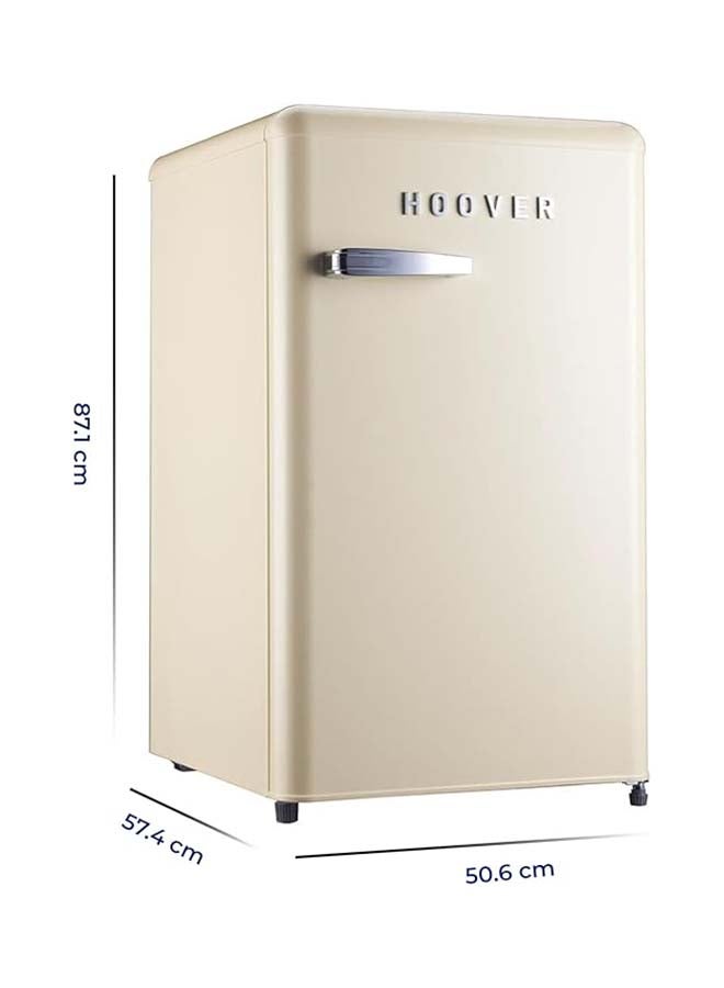 Hoover 123L Retro Style Single Door Refrigerator, Cream, Compact Free Standing Fridge with Freezer, Adjustable Thermostat, 88L Net (123L Gross) – HSD-K123-RW 123 L HSD-K123-RW Cream - Image 2