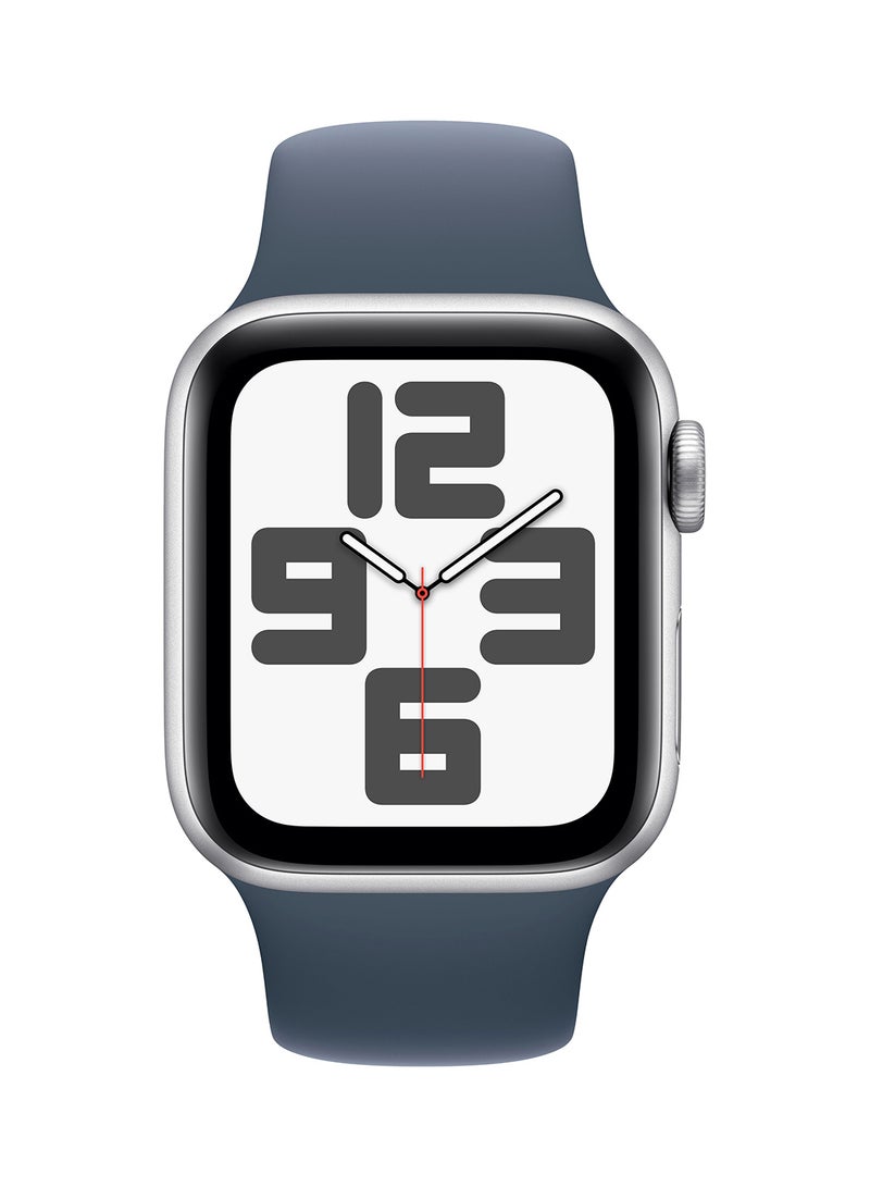 Apple Watch SE (2023) GPS + Cellular 44mm Silver Aluminium Case With Storm Blue Sport Band  - Image 2