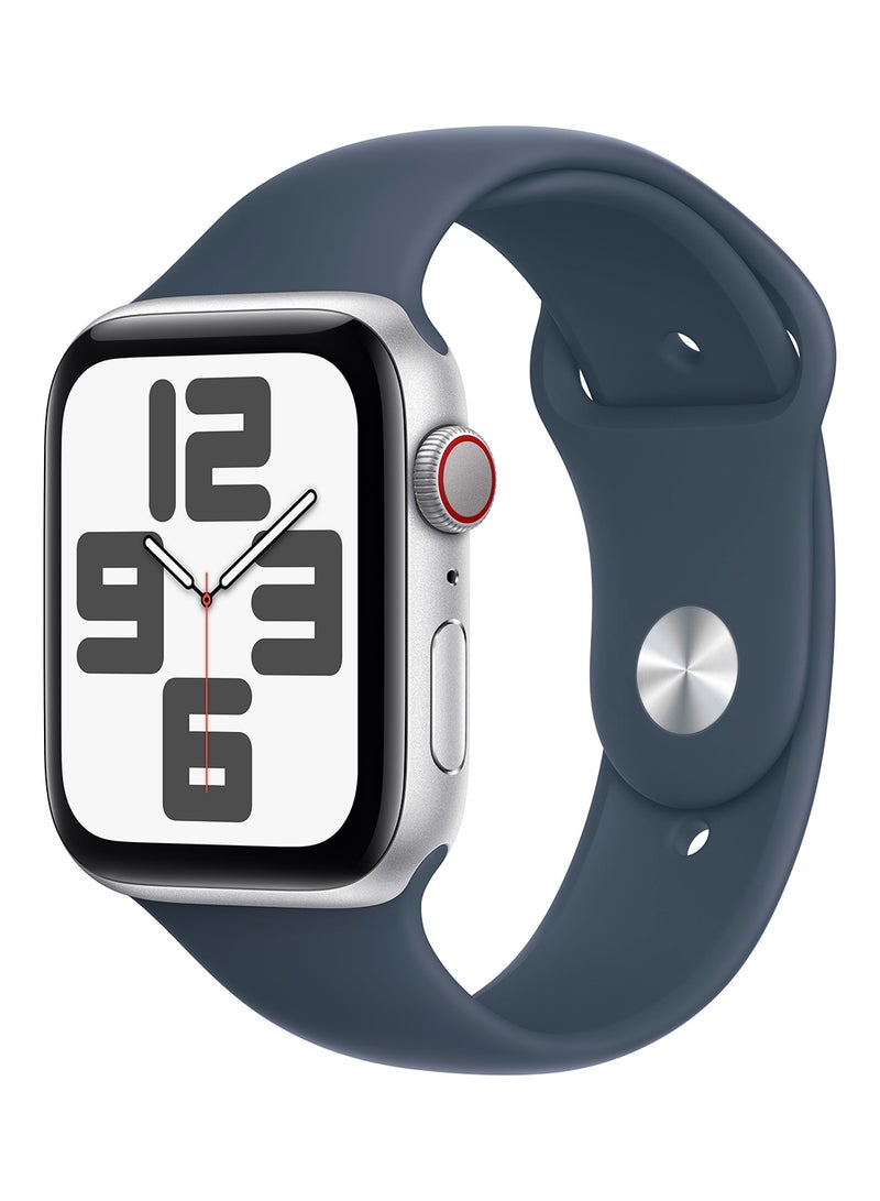 Apple Watch SE (2023) GPS + Cellular 44mm Silver Aluminium Case With Storm Blue Sport Band  - Image 1