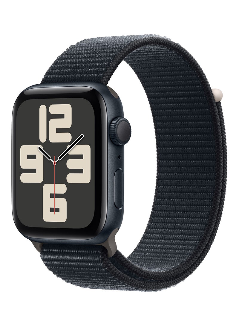Apple - Watch SE (2023) GPS 44mm Midnight Aluminium Case With Midnight Sport Loop - Image 1