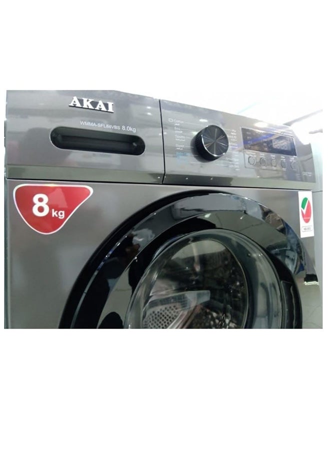 AKAI - Front Load Washer 8 kg WMMA-SFL84VBS Silver - Image 1