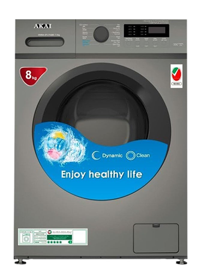 AKAI - Front Load Washer 8 kg WMMA-SFL84VBS Silver - Image 1