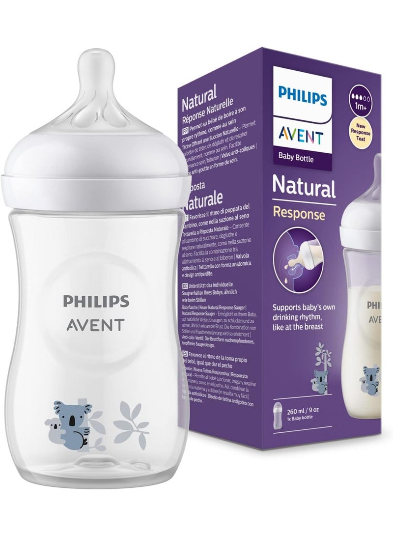 PHILIPS AVENT Natural Response Baby Bottle 260Ml Baby Milk Bottle Bpa Free For Babies Koala Pattern  - Image 1