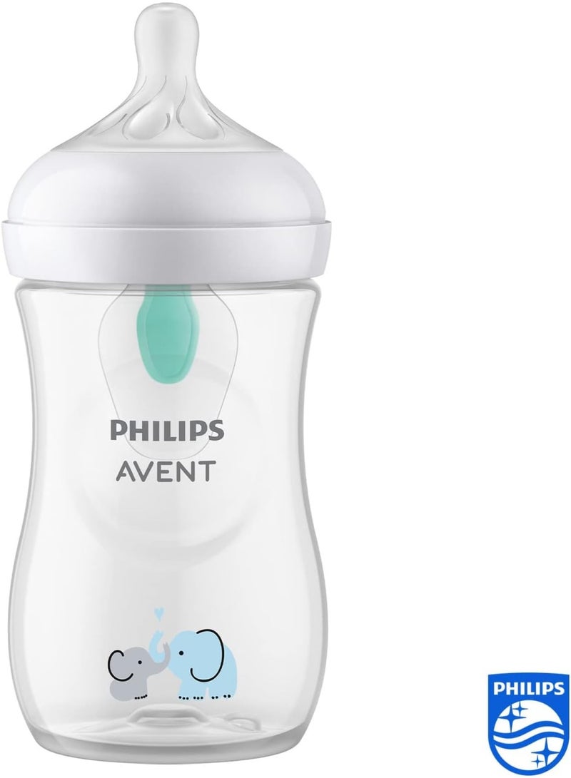 Natural Response Baby Bottle 260Ml Baby Milk Bottle With Airfree Vent Bpa Free For Newborn Babies Elephant Pattern
