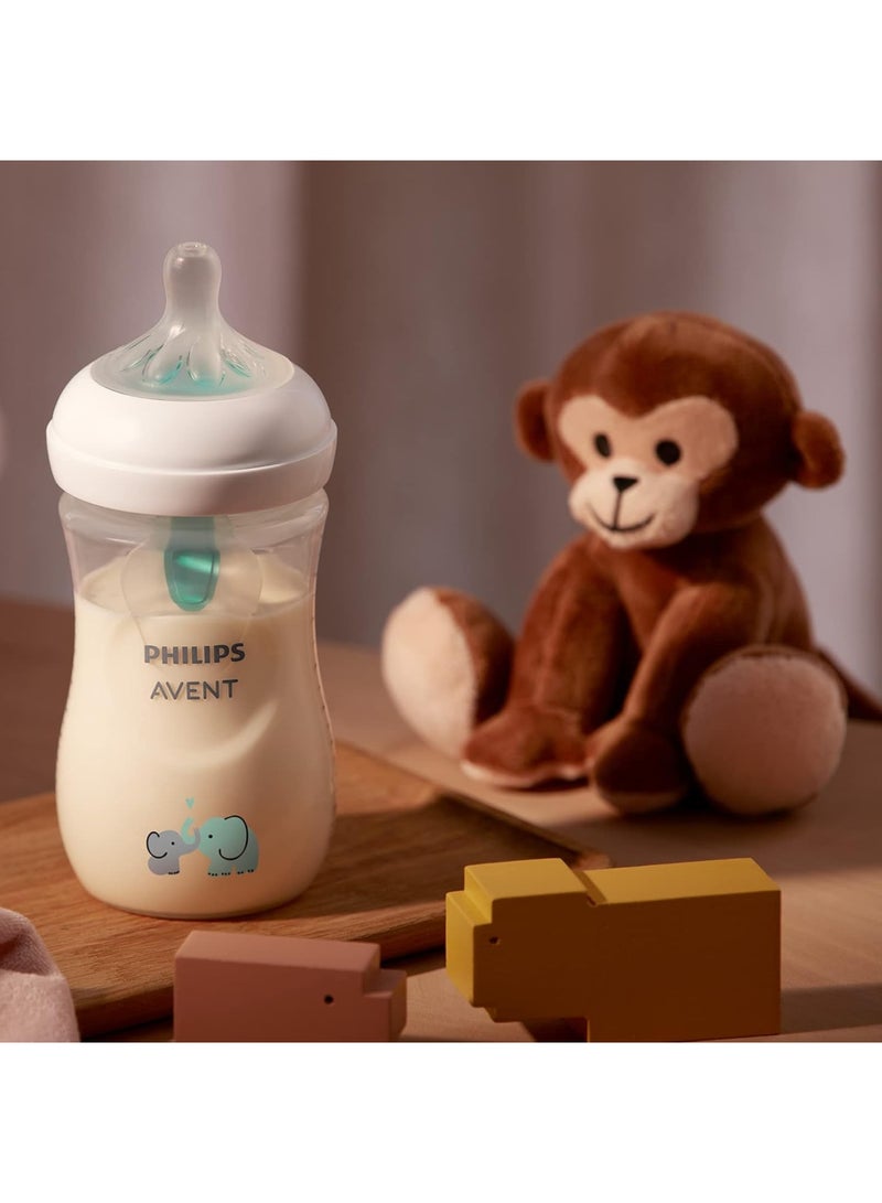 Natural Response Baby Bottle 260Ml Baby Milk Bottle With Airfree Vent Bpa Free For Newborn Babies Elephant Pattern