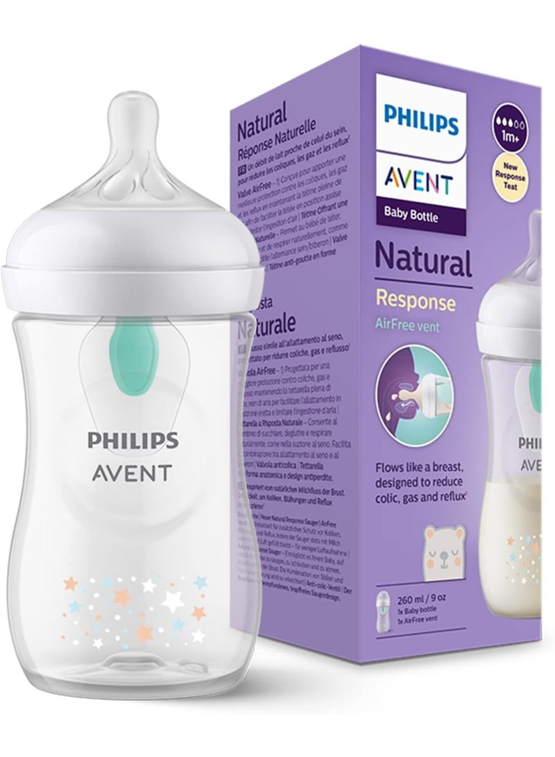 PHILIPS AVENT - Natural Response Baby Bottle 260Ml Baby Milk Bottle With Airfree Vent Bpa Free For Newborn Babies Bear Pattern - Image 1