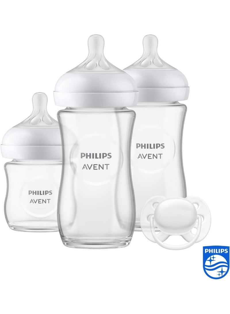 PHILIPS AVENT Glass Baby Bottle Newborn Gift Set 3 Baby Milk Bottles Ultrasoft Pacifier For Babies  - Image 2