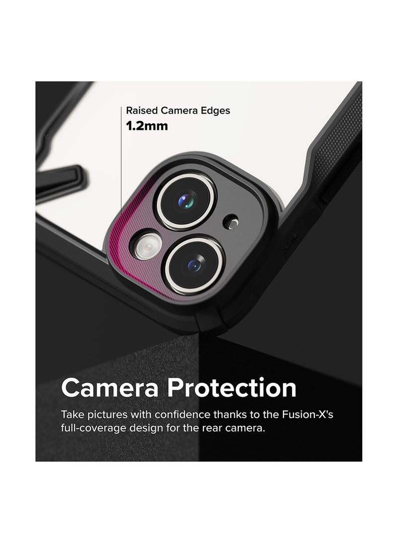 حافظة Fusion-X متوافقة مع هاتف iPhone 15، حافظة شفافة صلبة وناعمة ومرنة من مادة TPU مقاومة للخدش ومضادة للصدمات، غطاء خلفي للحماية