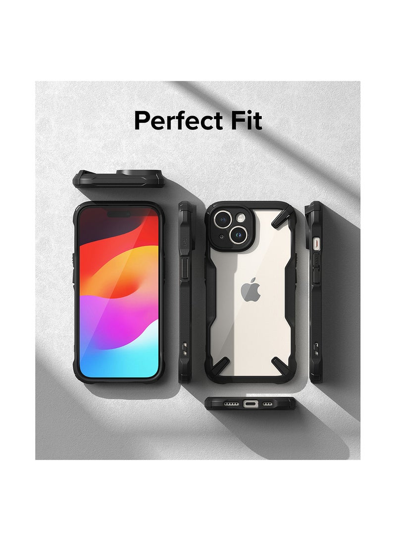 حافظة Fusion-X متوافقة مع هاتف iPhone 15، حافظة شفافة صلبة وناعمة ومرنة من مادة TPU مقاومة للخدش ومضادة للصدمات، غطاء خلفي للحماية