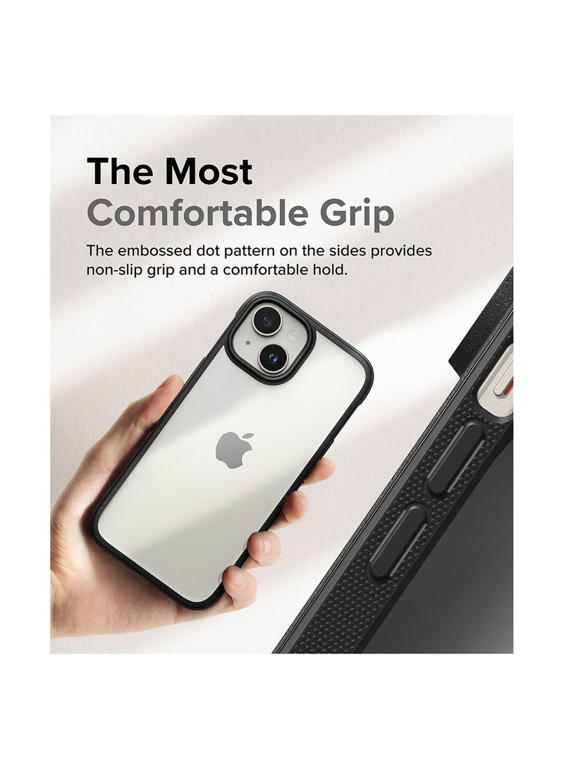 Ringke Fusion Bold Compatible With iPhone 15 Plus Case Firm Grip Frame Style Anti-Yellowing Clear Transparent Hard Shockproof Bumper + Back Cover Black - Image 3