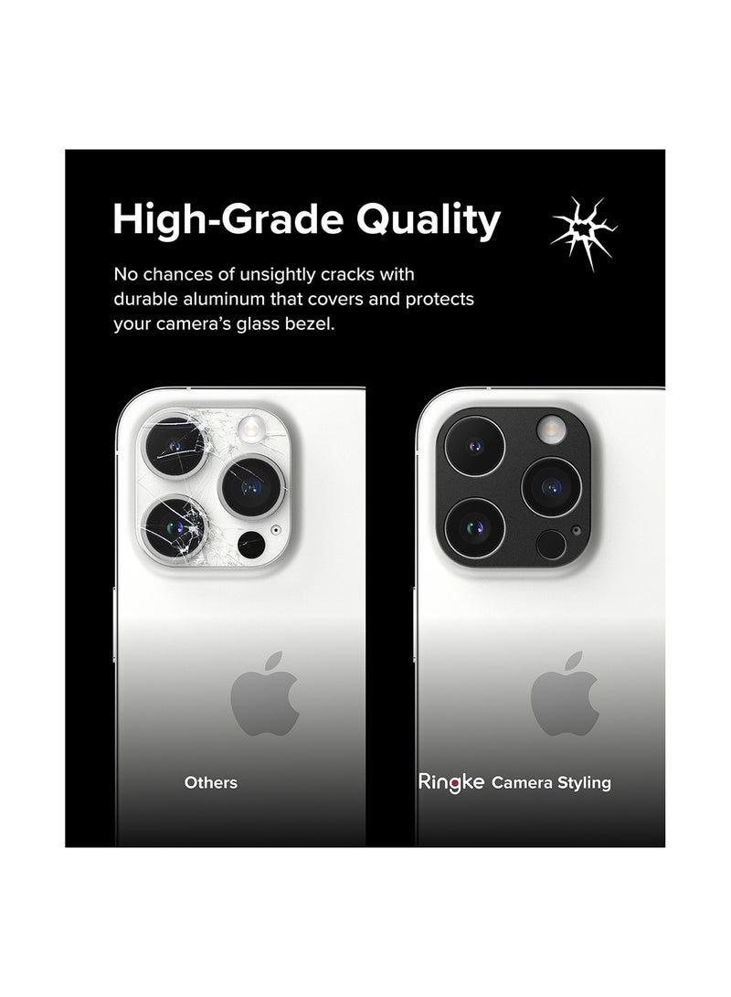 Ringke - Camera Styling Compatible With iPhone 15 Pro Max, 15 Pro Aluminum Frame Lens Protector Black - Image 1