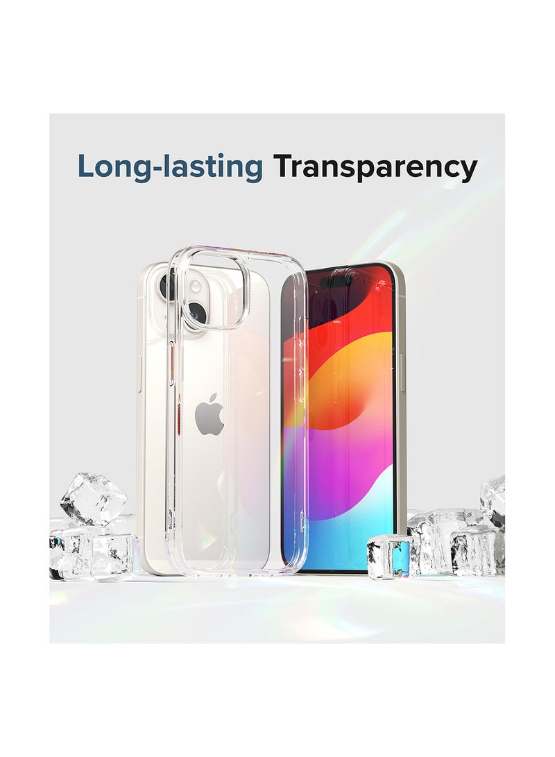 Fusion Compatible With iPhone 15 Case Transparent Hard Soft Flexible TPU Bumper Scratch Resistant Natural Form Back Cover Clear