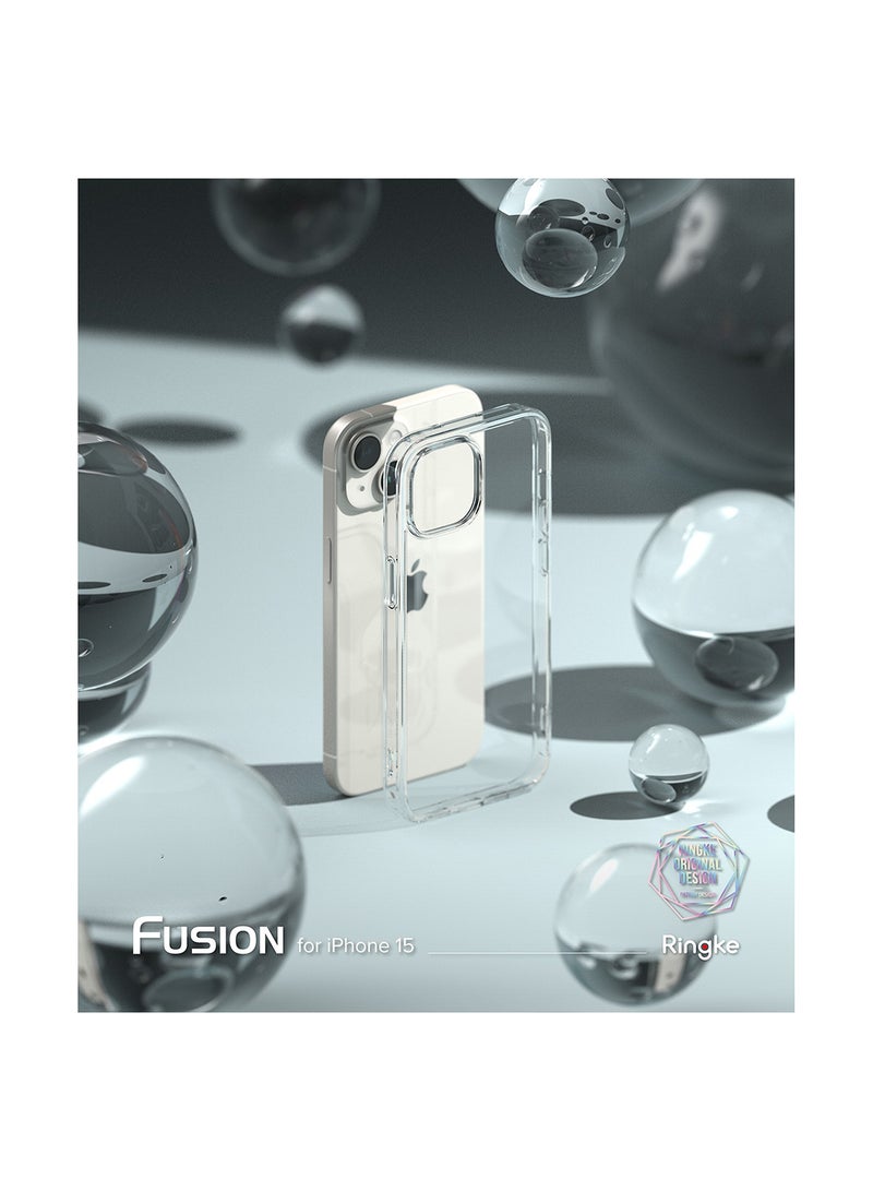 Fusion Compatible With iPhone 15 Case Transparent Hard Soft Flexible TPU Bumper Scratch Resistant Natural Form Back Cover Clear