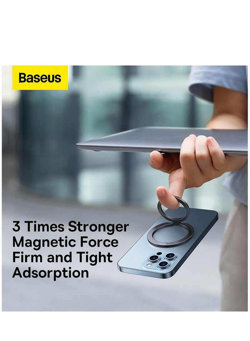 Magnetic Metal Ring Holder For iPhone Stylish And Secure Finger Grip Stand Compatible With iPhone 12 13 14 15 Series Pro Pro Max Mini Easy To Attach Holder Made For MagSafe Accessory Grey