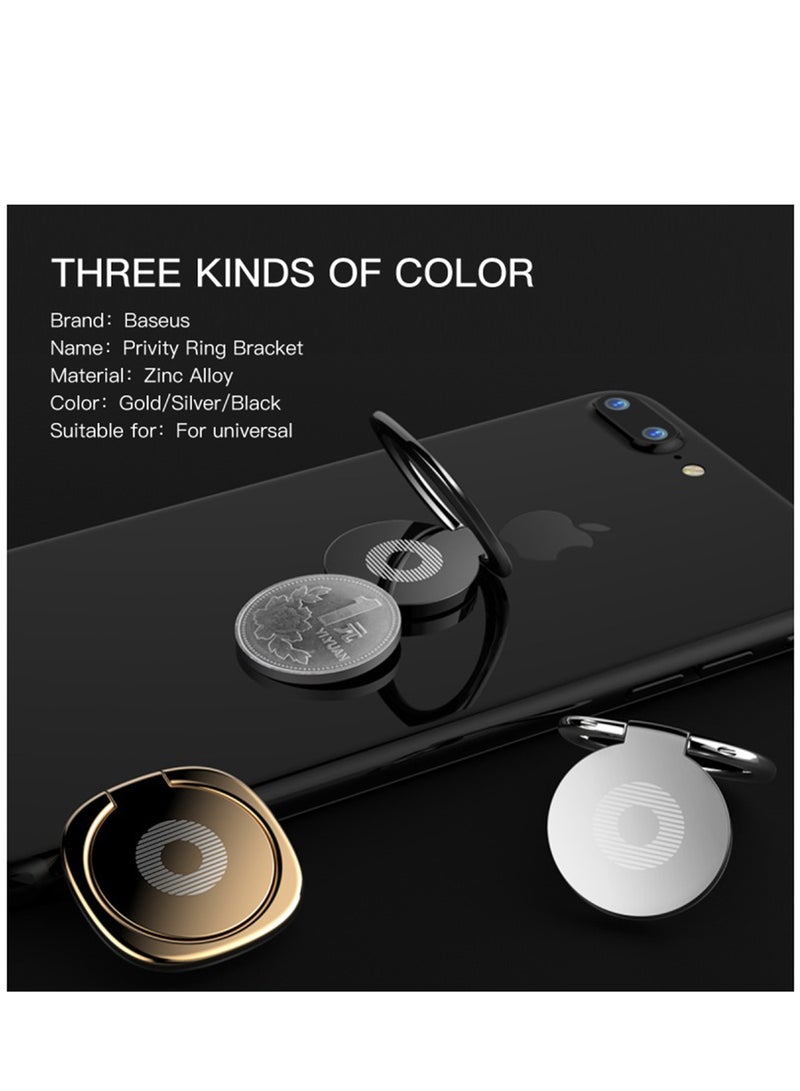 Baseus Phone Ring Holder, 180 Degree Rotation Metal Finger Grip Adjustable Cellphone Stand For Magnetic Car Mount, Compatible With iPhone, Galaxy, Pixel, HUAWEI, Xiaomi, Oppo And More Smartphone Black  - Image 4