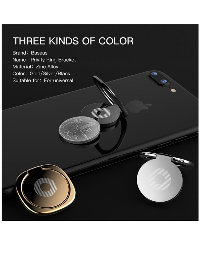 Baseus Phone Ring Holder 360 Degree Rotation Metal Finger Grip Adjustable Cellphone Stand For Magnetic Car Mount Compatible With iPhone Galaxy Pixel HUAWEI Xiaomi OPPO And More Smartphone Gold - Image 4