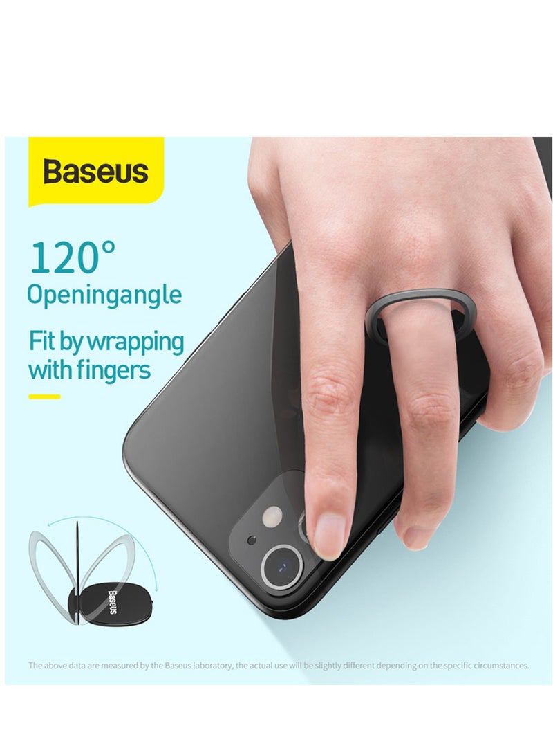Baseus Cell Phone Ring Holder, Slimmest Phone Grip 360 Degree Rotation Metal Finger Grip Adjustable Cellphone Stand for Magnetic Car Mount Compatible with iPhone, Galaxy, Pixel and More Smartphone Silver  - Image 5