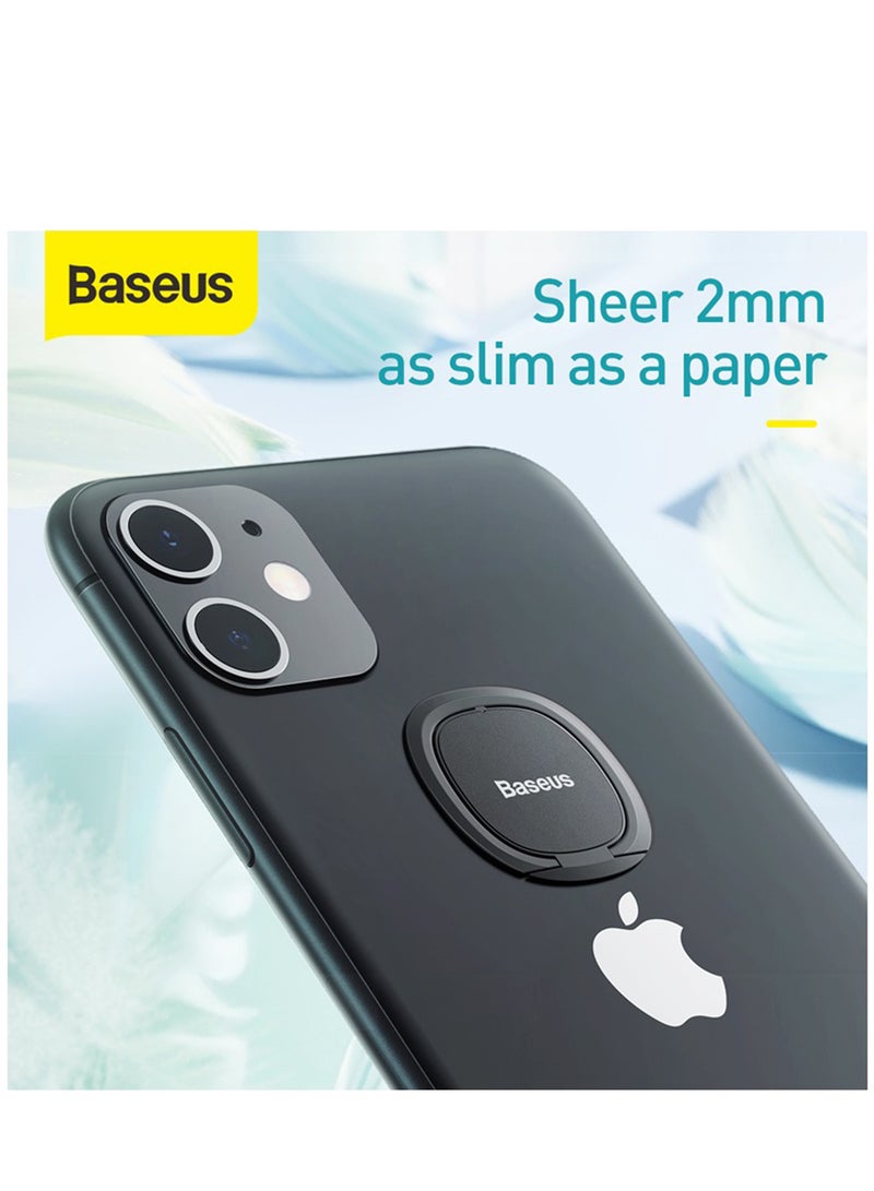 Baseus Cell Phone Ring Holder, Slimmest Phone Grip 360 Degree Rotation Metal Finger Grip Adjustable Cellphone Stand for Magnetic Car Mount Compatible with iPhone, Galaxy, Pixel and More Smartphone Silver  - Image 2