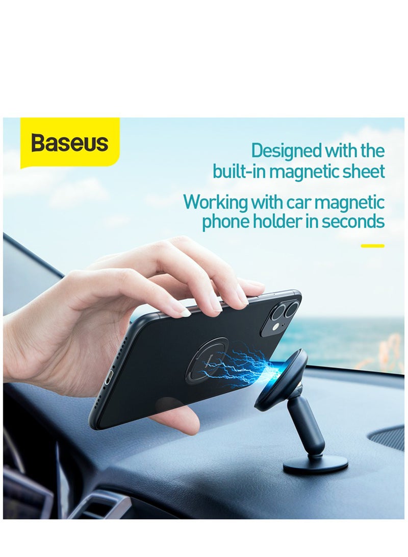 Baseus - Cell Phone Ring Holder, Slimmest Phone Grip 360 Degree Rotation Metal Finger Grip Adjustable Cellphone Stand for Magnetic Car Mount Compatible with iPhone, Galaxy, Pixel and More Smartphone Tarnish Black - Image 1
