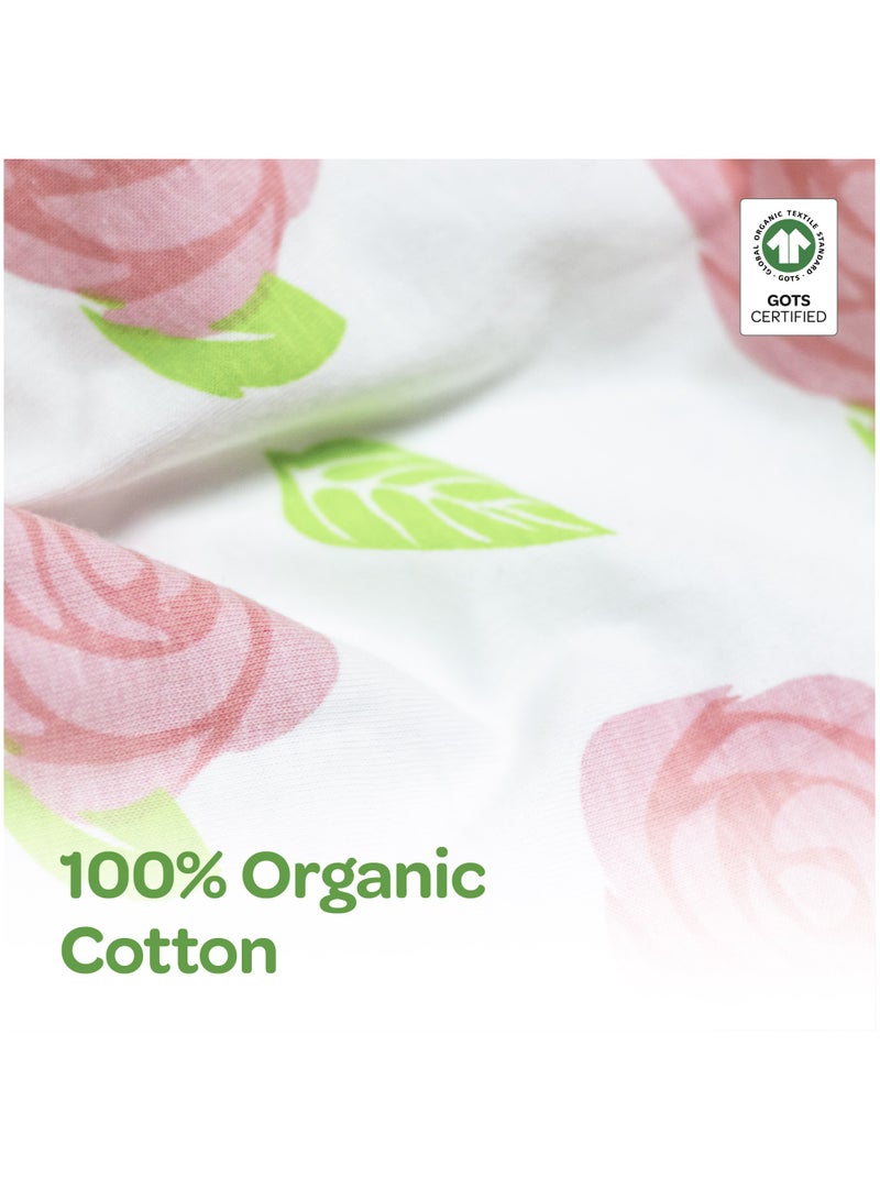 Moon Organic Baby 3 In 1 Gift Set Romper Body Suit Jogger For 0-3 Months Rose Print  - Image 3