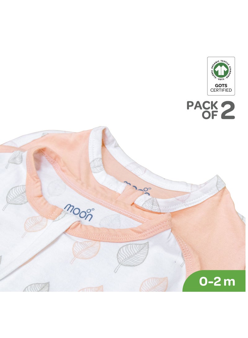 Moon Swaddle Pods With Beanie Pack Of 2 Front Two Way Zippered Orange And Forest Print - Image 4