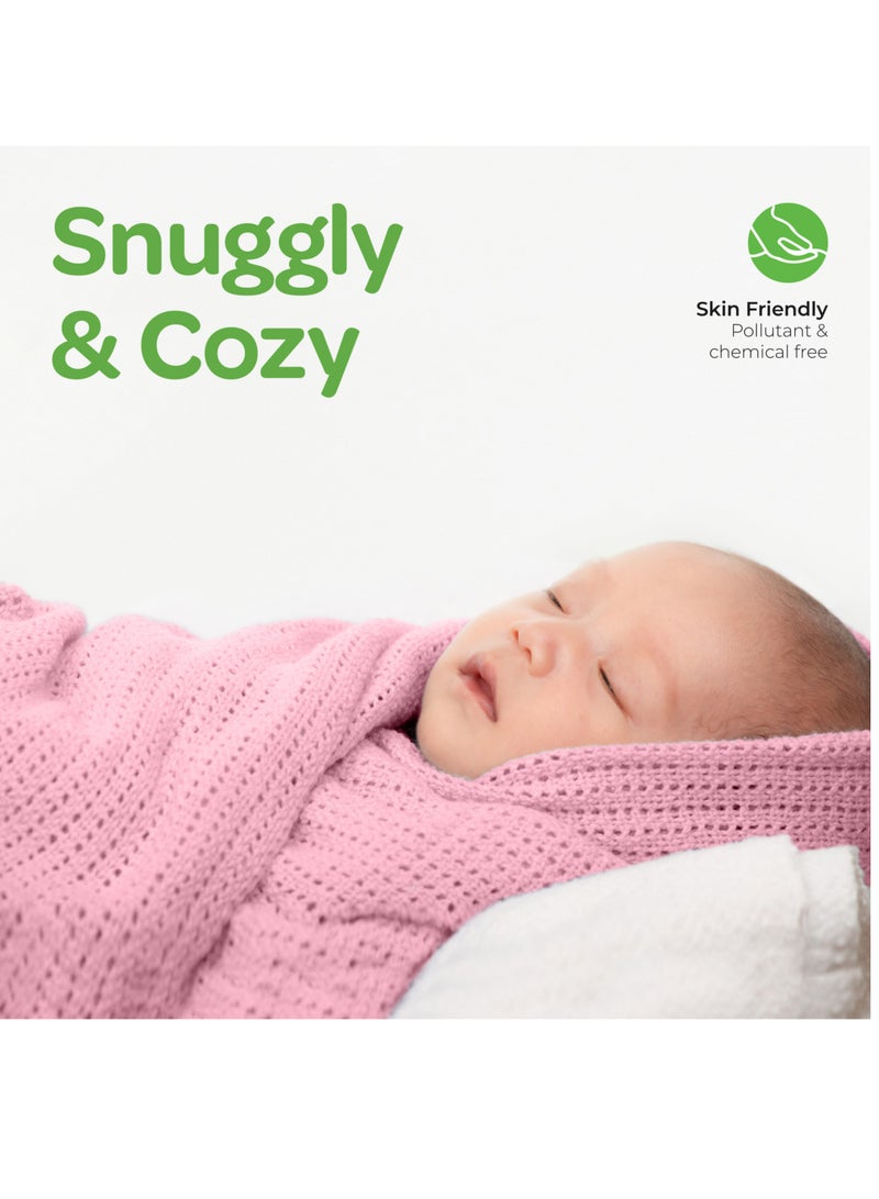 Moon - Organic Cellular Blanket 75 X 100 Cm For 0 Months And Above Pink - Image 1