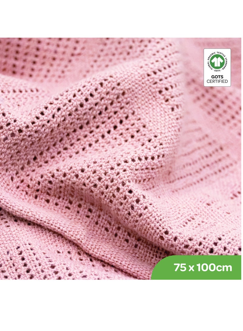 Moon - Organic Cellular Blanket 75 X 100 Cm For 0 Months And Above Pink - Image 1