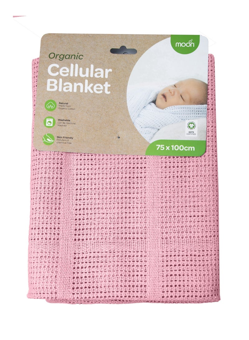 Moon - Organic Cellular Blanket 75 X 100 Cm For 0 Months And Above Pink - Image 1