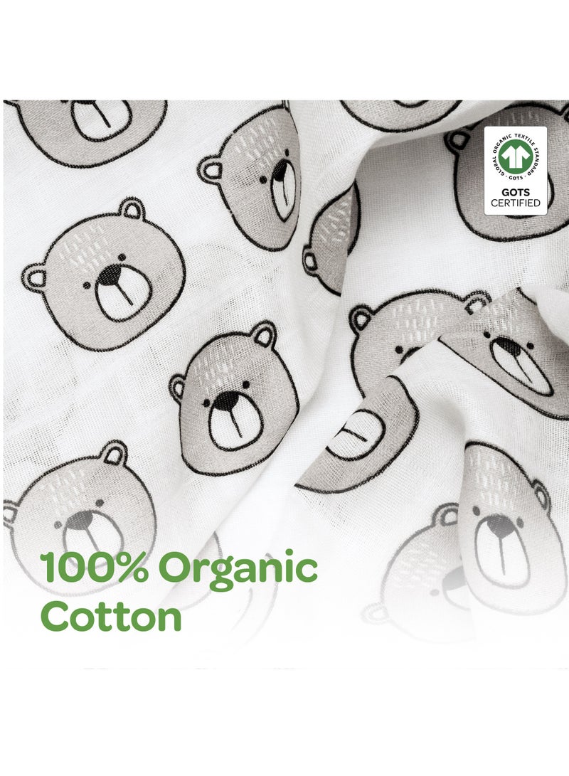Moon Organic Baby 3 In 1 Gift Set Romper Body Suit Jogger For 0-3 Months Bear Print  - Image 4