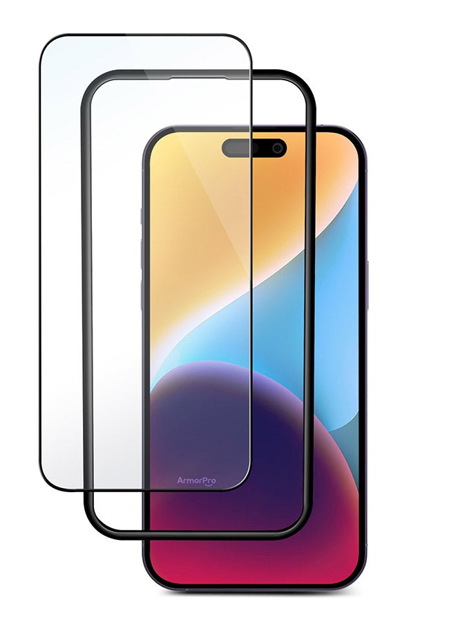 ارمور برو واقي شاشة من الزجاج المقوى لهاتف iPhone 15 HD من الحافة إلى الحافة - Image 2
