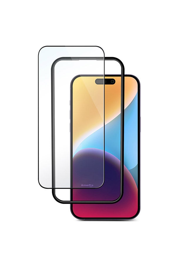 ارمور برو واقي شاشة من الزجاج المقوى لهاتف iPhone 15 Pro HD من الحافة إلى الحافة - Image 2