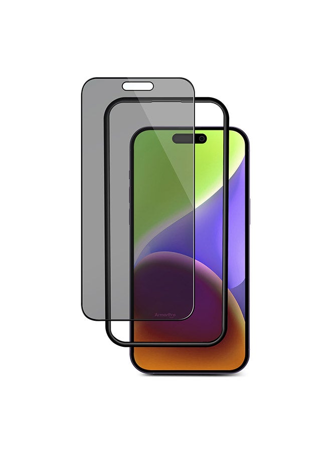 ارمور برو واقي شاشة زجاجي مقوى لهاتف iPhone 15 مع حماية من الحافة إلى الحافة - Image 2