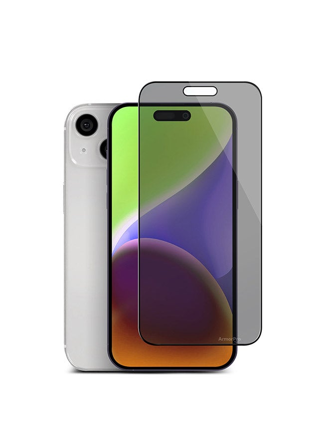 ارمور برو واقي شاشة زجاجي مقوى لهاتف iPhone 15 Plus مع حماية من الحافة إلى الحافة - Image 1